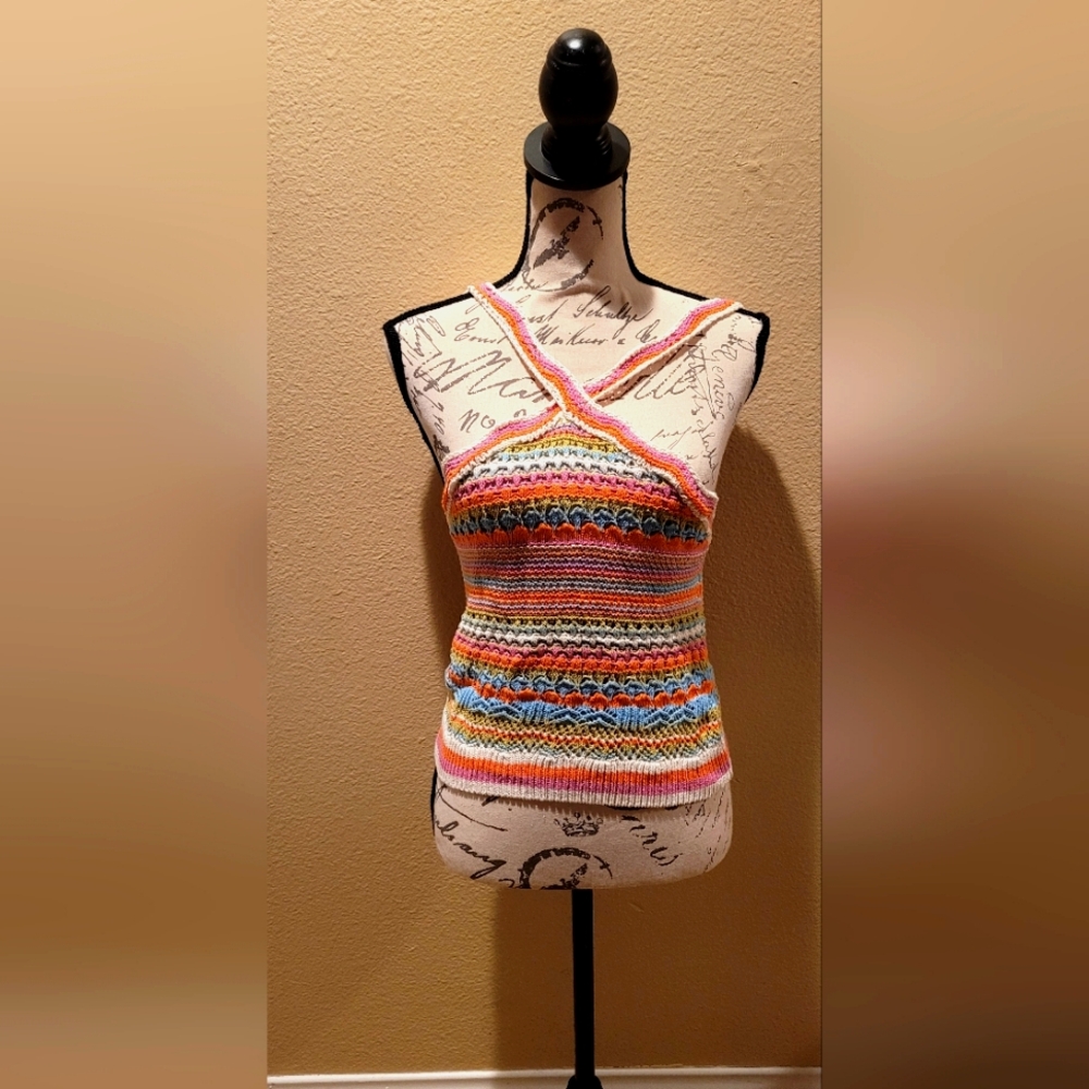 Zara Multicolor Striped Crochet Top